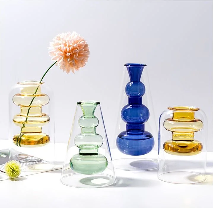 High Quality Colored Acrylic Flower Vases Small Glass Vases for Home Decoration Wedding Glass Gift Vases Candle Holder