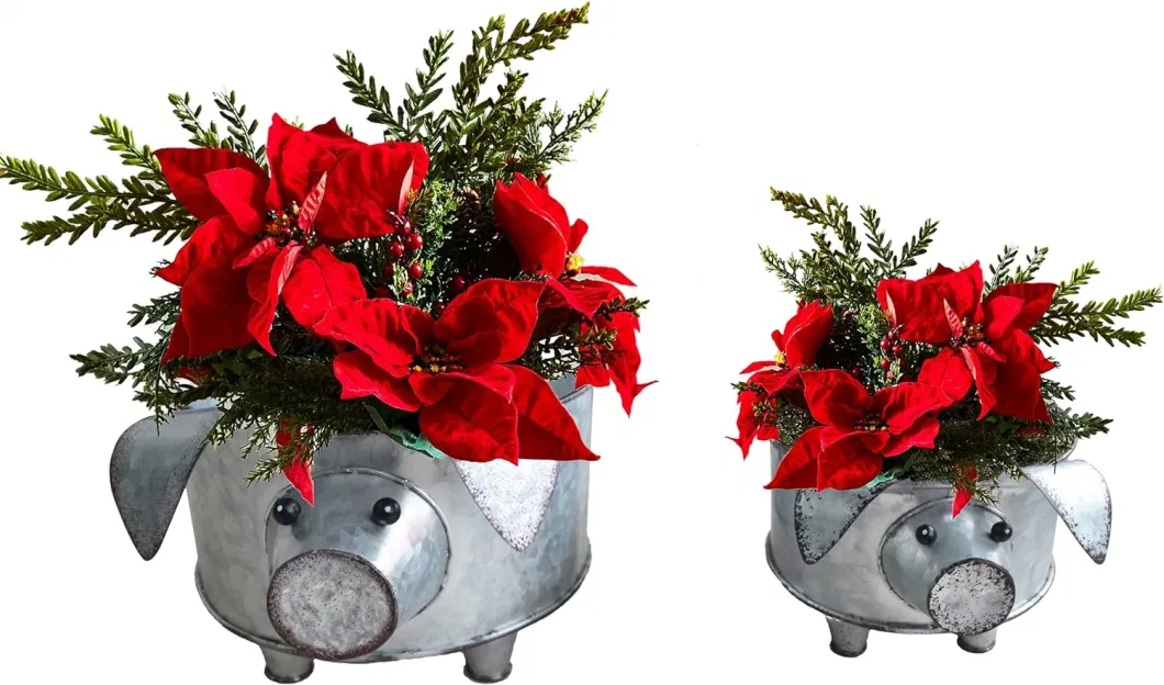 Galvanized Metal Pig Succulent Planter for Storage or Greenery