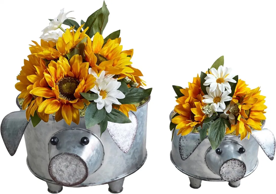 Galvanized Metal Pig Succulent Planter for Storage or Greenery