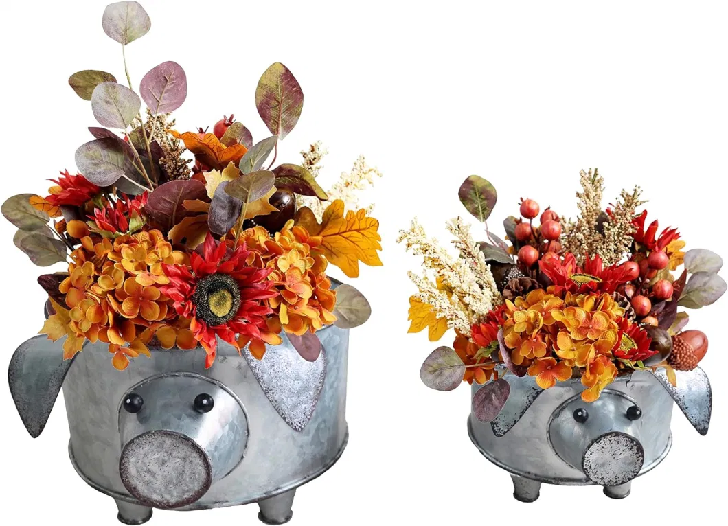 Galvanized Metal Pig Succulent Planter for Storage or Greenery