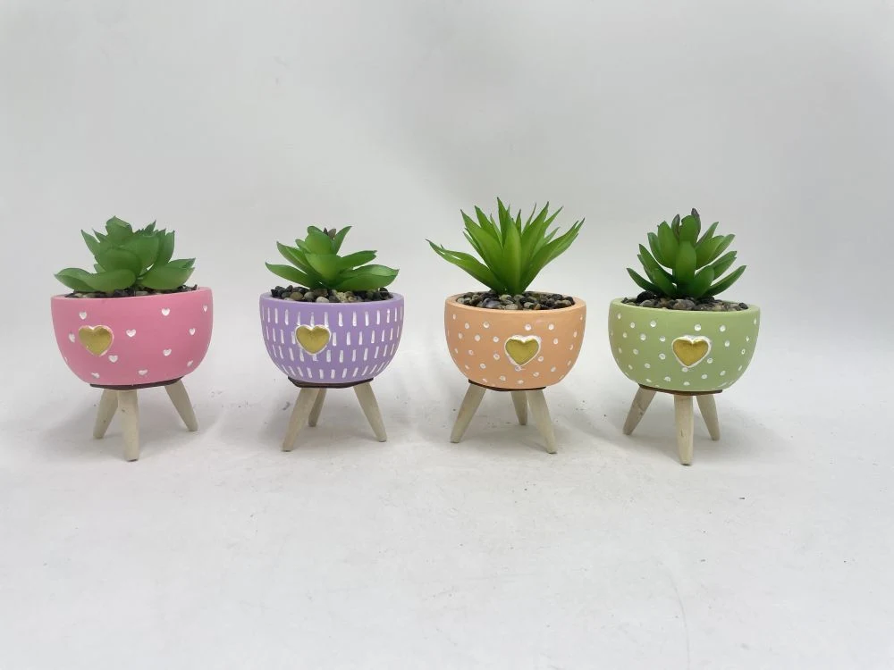 Cement Potted Faux Succulent Artificial Succulents