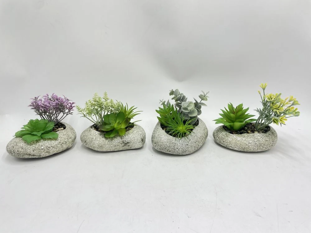 Cement Potted Faux Succulent Artificial Succulents Faux Marble Pot