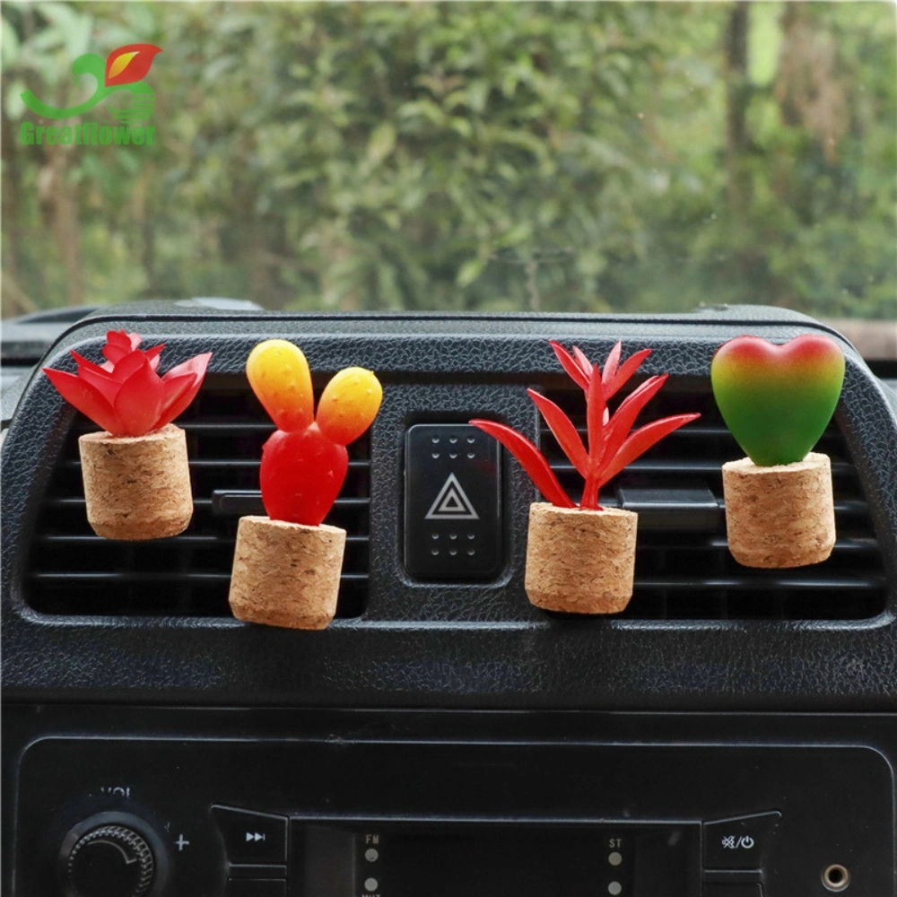 Succulents Car Air Freshener 3D Artificial Plants Shape Aromatherapy Vent Clip Ci24805