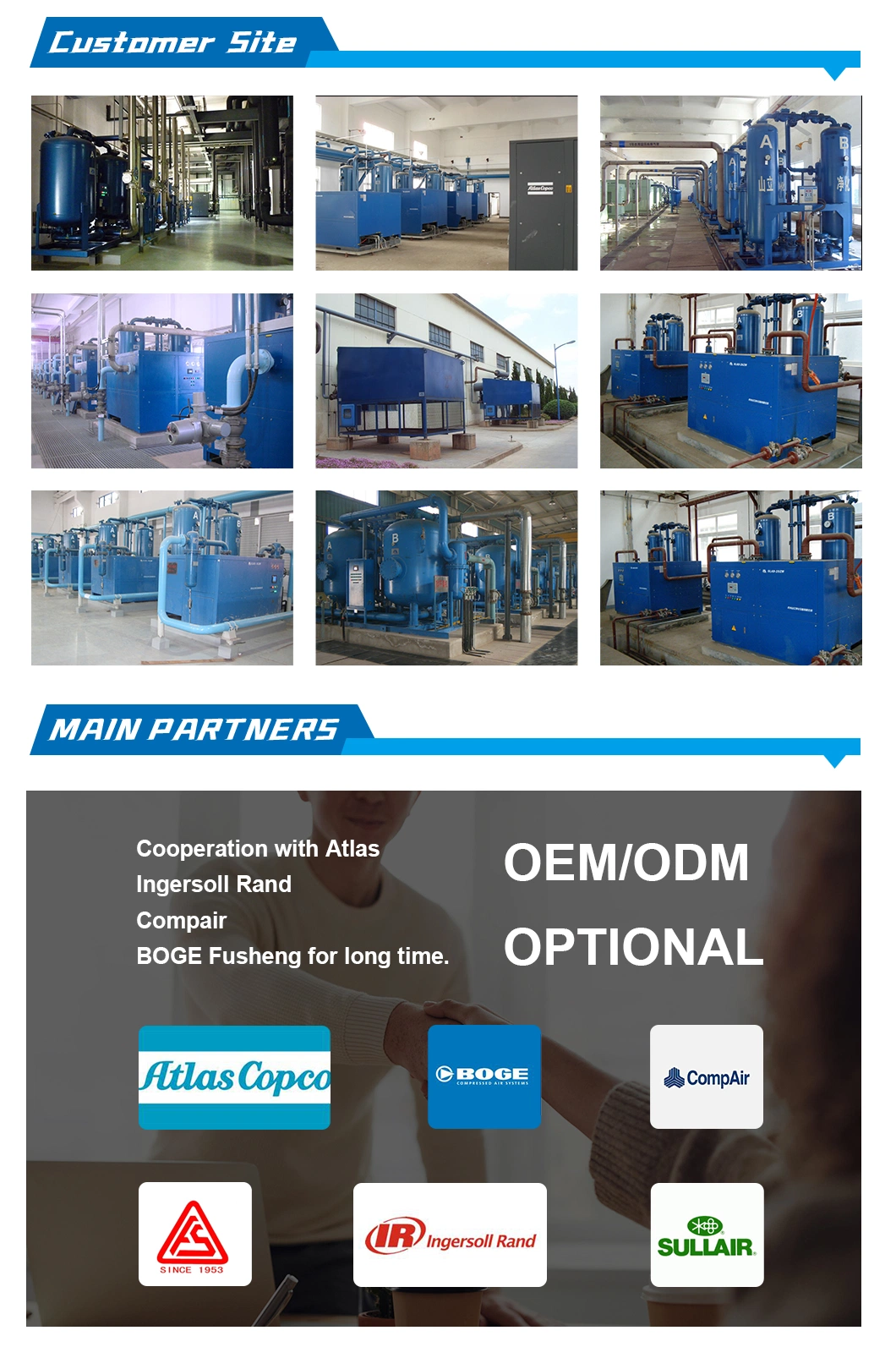 Widely Cooperate with Atlas Copco Ingersoll Rand Boge Compressor with Air Compressor Dryer