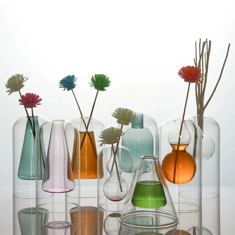 Modern Color Borosilicate Glass Luxury Vase Table Home Decor Flower Vases