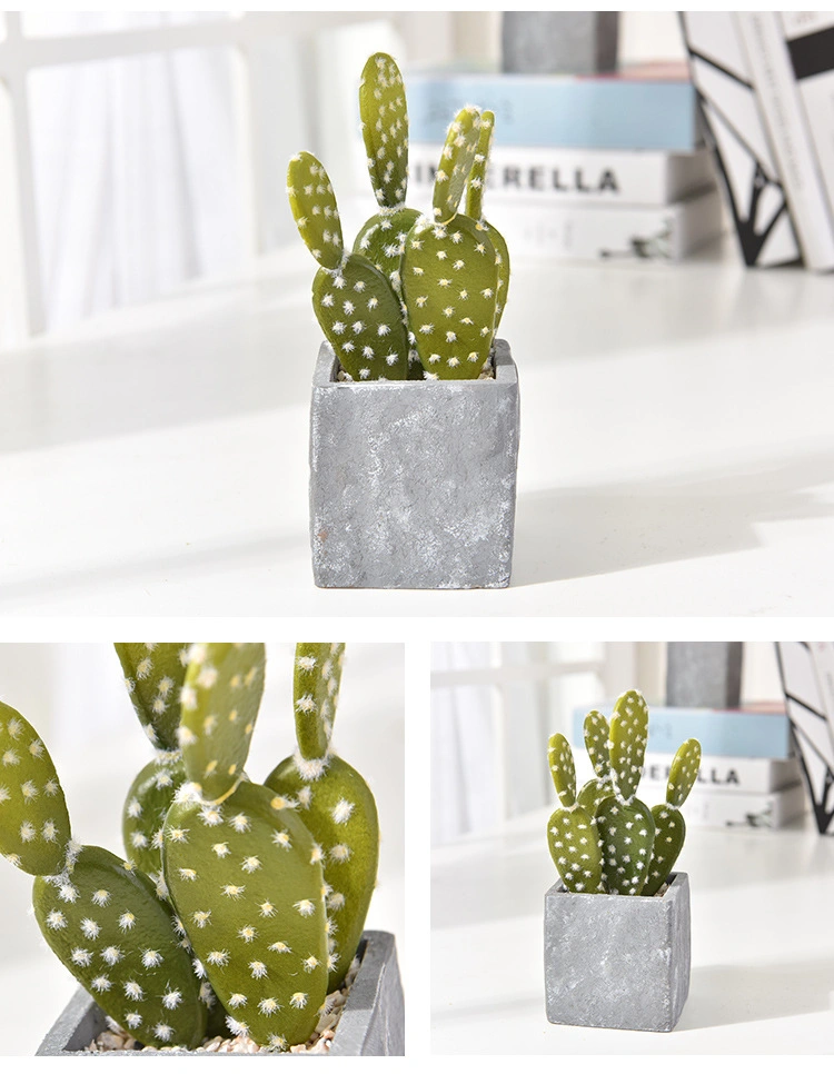 Faux Succulent Artificial Succulent Cactus Faked Air Plants with Gray Pots