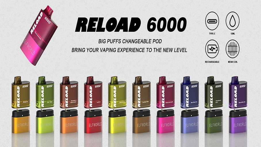 Original Elfworld Relod 6000 Puffs Vapes Juicy Bar PRO Eddition Vape Flavor Liquid Orion Bar 7500 Vape Devices 15K18K20K Vape LED OEM Diposable Vapes with Boost