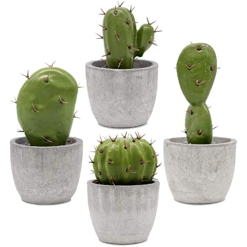 Artificial Succulent Plants Faux Cactus Decor for Home Decor Shelf Office Table Desk Bedroom House Decorations Mini Cute Potted Decorations Set of 4