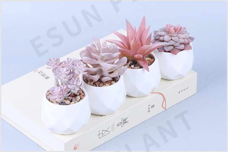 Small Mini Plastic PVC Artificial Succulents Faux Plants for Home Decoration