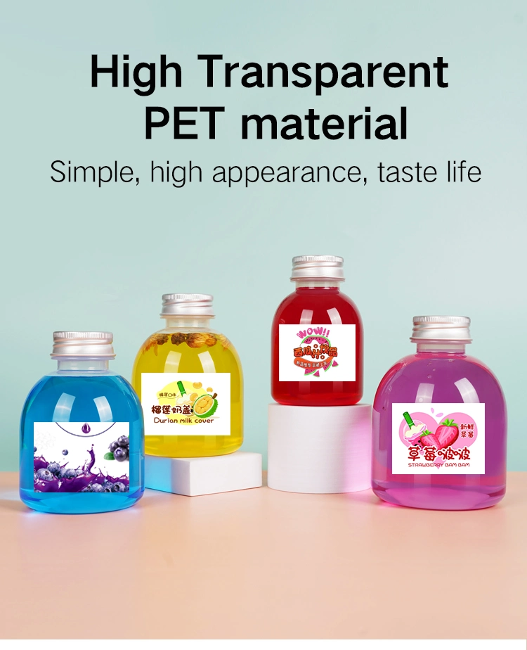 250ml 300ml Pet Transparent Plastic Juicy Drinking Bottle with Cover