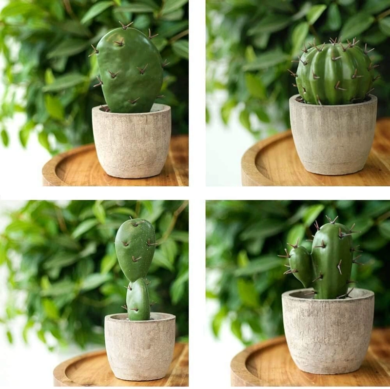 Artificial Succulent Plants Faux Cactus Decor for Home Decor Shelf Office Table Desk Bedroom House Decorations Mini Cute Potted Decorations Set of 4