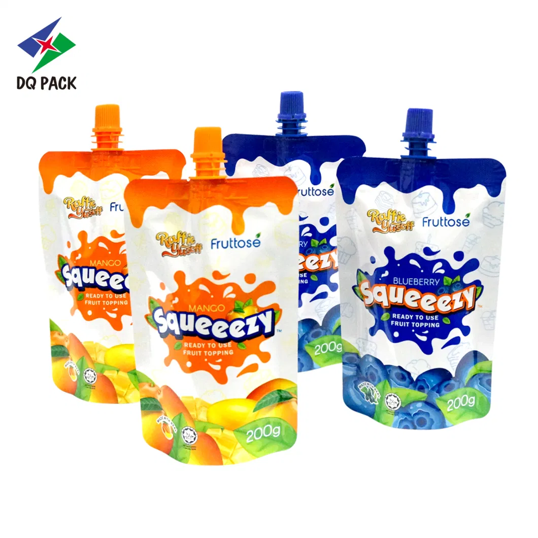 Dq Pack 3 Layers Laminated Food Grade Portable Juicy Drink Bags Liquid Drinking Spout Pouch