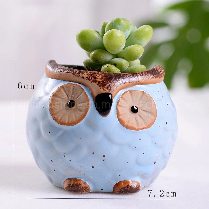 Macaron Owl Succulent Thumb Flower Pot Animal Decoration Ceramic Flower Pot