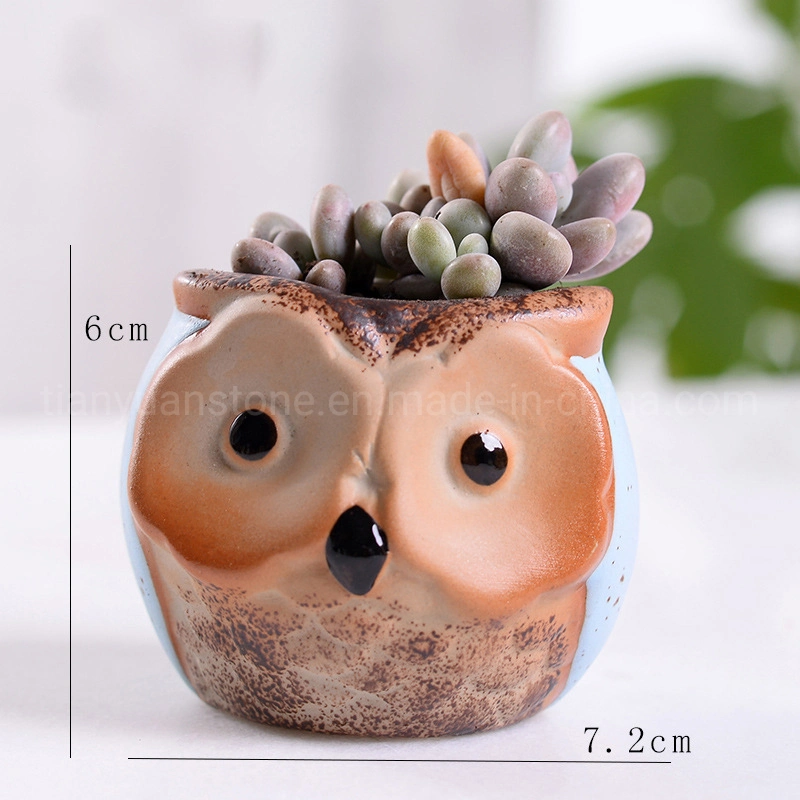 Macaron Owl Succulent Thumb Flower Pot Animal Decoration Ceramic Flower Pot