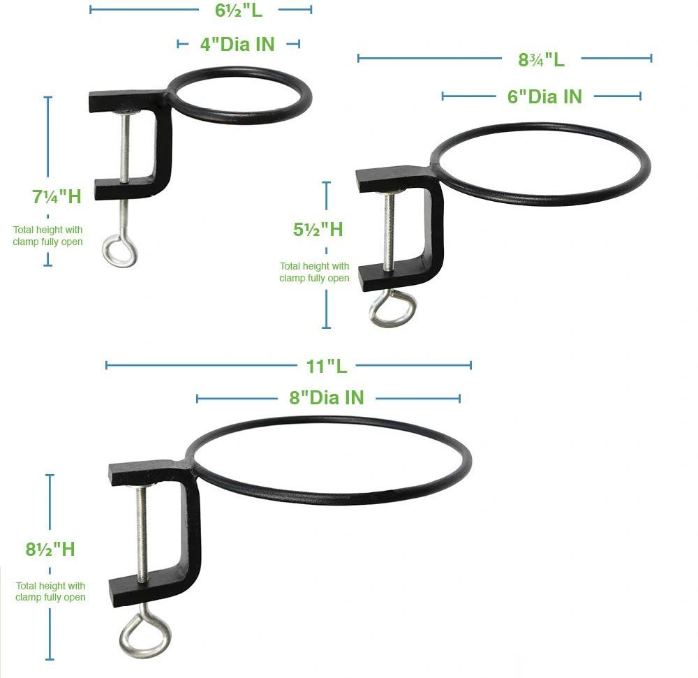 4in Wall Mounted Flower Pots Holders Durable Steel Bracket Black Planter Succulents Adjustable Pot Hanger Plant Stand Holder