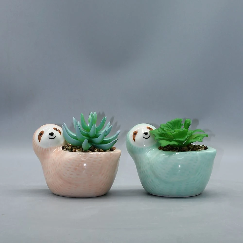 Set of 4 Faux Succulent Plant in Ceramic Pot, Potted Succulent Plant Decoration