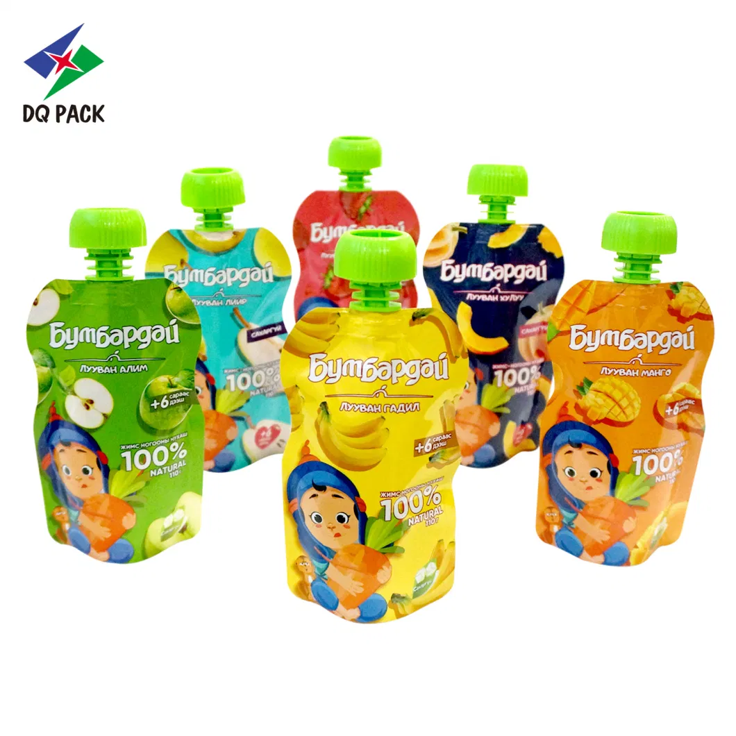 Dq Pack 3 Layers Laminated Food Grade Portable Juicy Drink Bags Liquid Drinking Spout Pouch