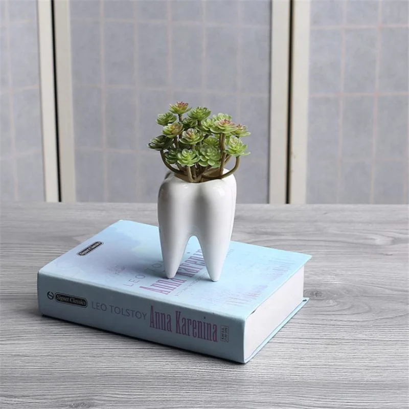 Wholesale Creative Mini Tooth Succulent Ceramic Pots Small Plants Planters Without Holes Garden Decoration