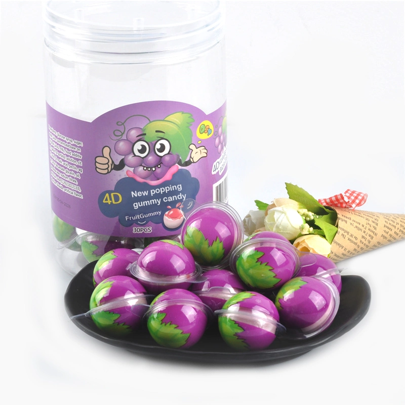 Hot Sale Halal 4D Grape Shaped Juicy Popping Gummy