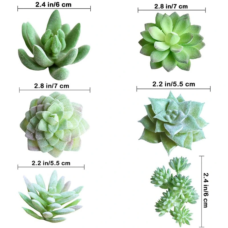 11 PCS Mini Artificial Succulents Picks Unpotted Faux Succulent Assortment in Flocked Green in Different Type Different Size Succulents Echeveria Agave