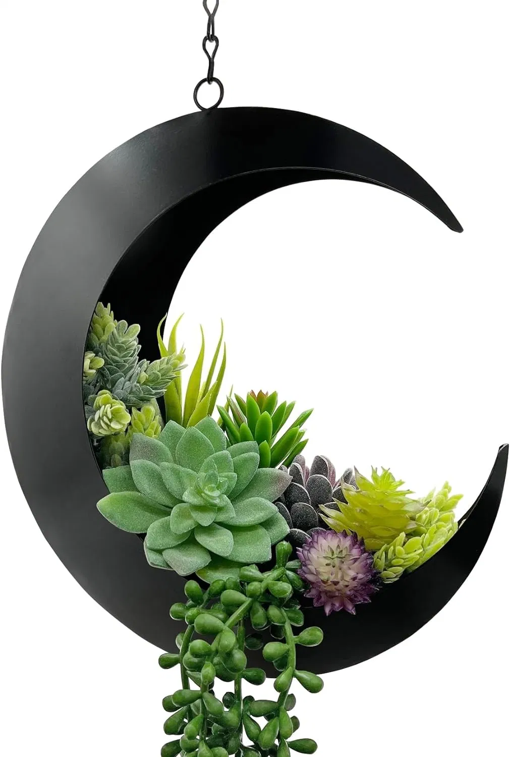 Metal Hanging Succulent Moon Planter for Indoor Plants