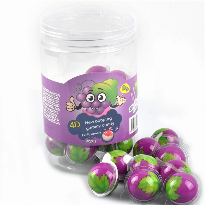 Hot Sale Halal 4D Grape Shaped Juicy Popping Gummy