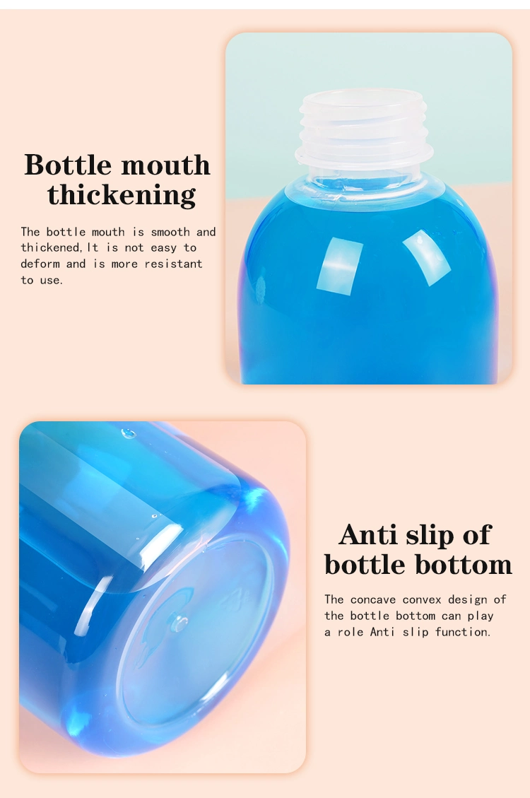 250ml 300ml Pet Transparent Plastic Juicy Drinking Bottle with Cover