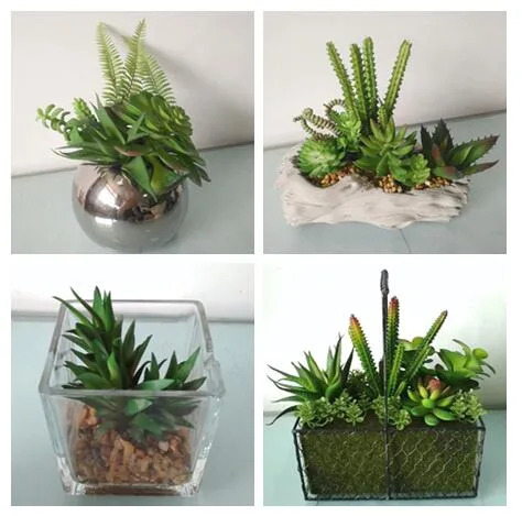 7cm H Mini Indoor Fake Green Potted Succulent for Office Decoration