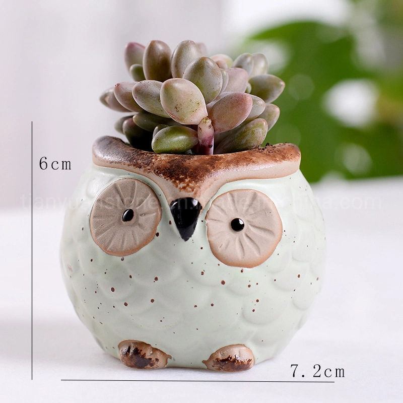 Macaron Owl Succulent Thumb Flower Pot Animal Decoration Ceramic Flower Pot