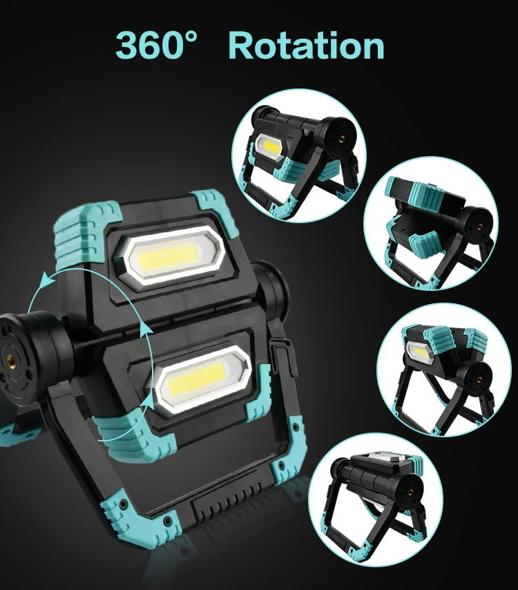 Brightenlux 2 COB LED 360 Rotation Multi-Functional Folding LED Work Light with 4 Modes Light and Hook for Camping Reading