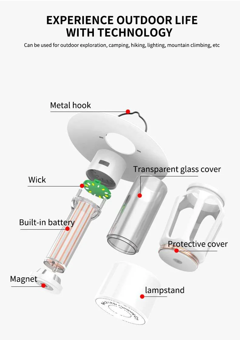 Waterproof Outdoor Rechargeable COB LED Rechargeable Camping Light 3 CCT Hang Hook Mini Emergency Camp Tent Light with Bracket
