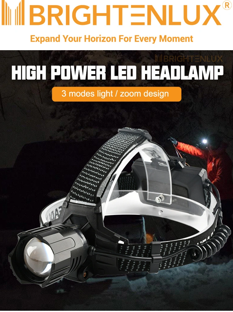 Brightenlux Manufacturer Aluminum Zoom 18650 Type C Rechargeable 3 Modes LED Headlamp