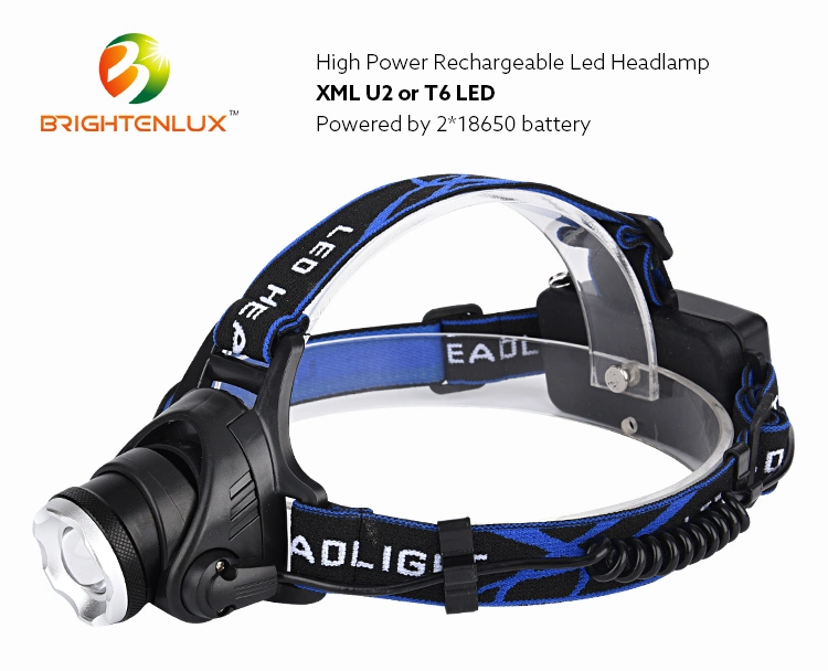 Brightenlux High Lumen 3 Modes Xml T6 Zoomable Rechargeable LED Headlamp for Outdoor Camping