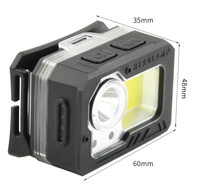 18650 3AAA Battery Rechargeable COB Headlamp with Sensor Function 60 Degree Rotating Portable LED Emergency Mini Headlamp