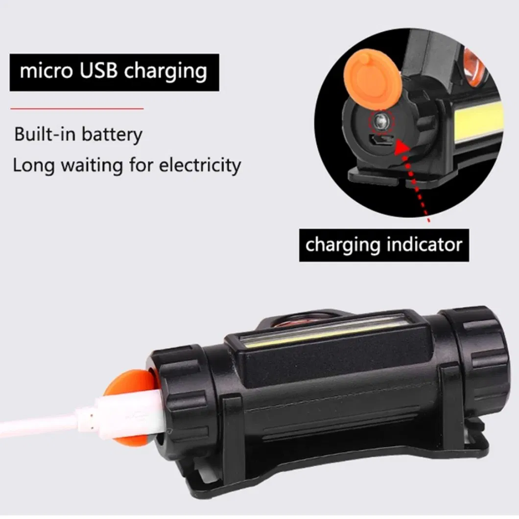 Helius Zoomable Built-in Battery Camping COB USB Rechargeable LED Headlamp