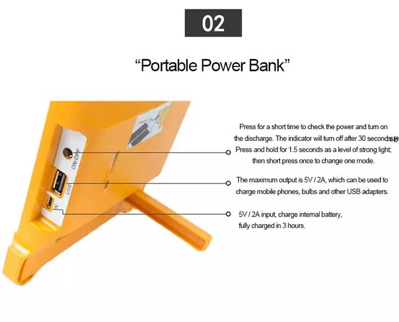 Waterproof Magnetic Rechargeable LED Solar Emergency Camping Light