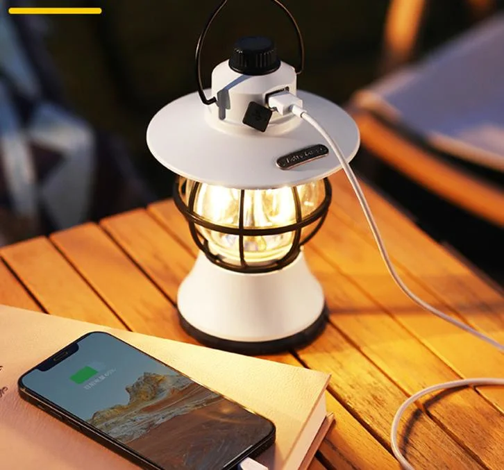 Dimmer Switch Emergency Camp Tent Lighting with Hook Outdoor Decorative LED Camping Lantern Waterproof Ipx4 Rechargeable Camping Light