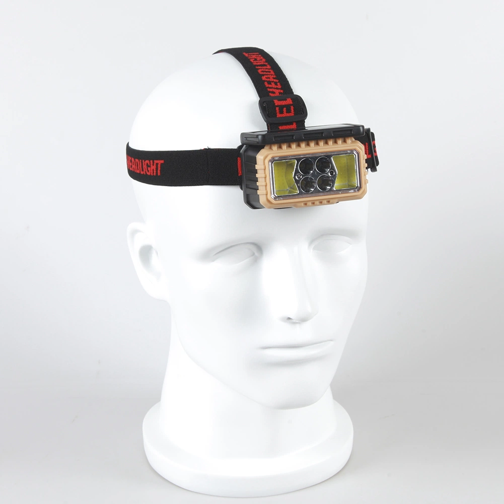 Yichen Solar Rechargeable LED and COB Headlamp with Red Warning Light