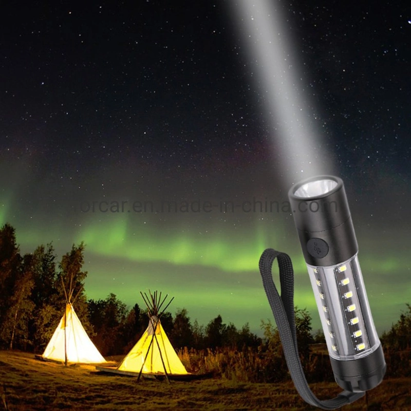 Ningbo Mini 6 Modes Powerful Torch 18650 Outdoor Super Bright COB LED Flashlight Camping Light with Back Rope