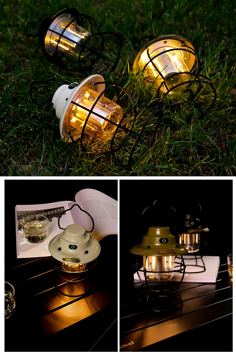 Goldmore4 Portable Rechargeable Vintage LED Retro Camping Lantern Hanging Tent Lamp Emergency Light Outdoor Camping Light LED