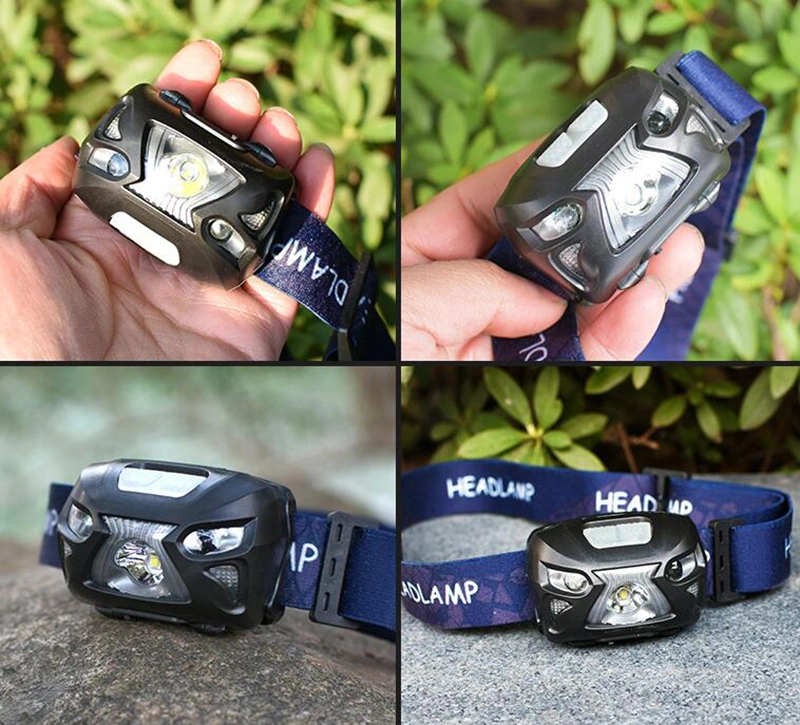 Wholesale Camping Head Torch Lamp Rechargeable XPE Torch Light with Red Light &amp; Hand Shake Sensor Switch Emergency Headlight with 6 Flash Modes LED Headlamp