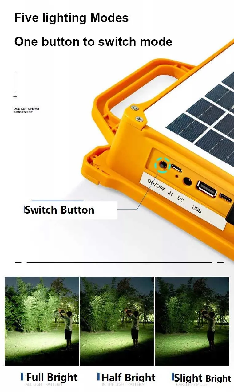 Portable Solar USB Charger with High Intensity Camping Light