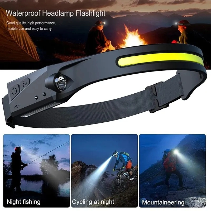 Multi-Function Induction Smart Sensor Headlight USB Rechargeable COB LED Headlamp