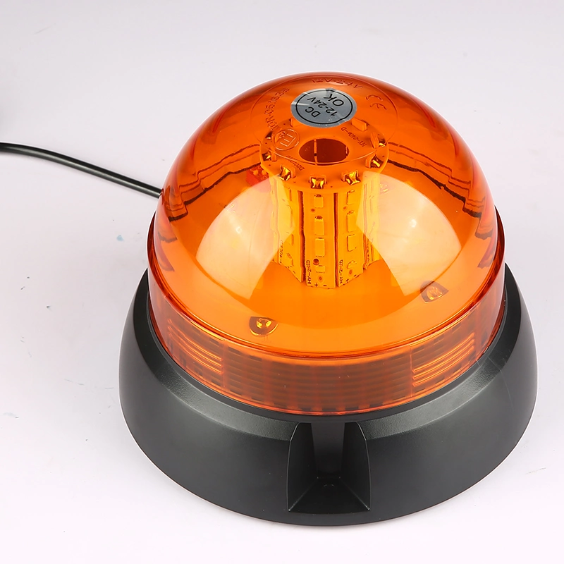 DC 12-48V Metal Base Amber Color LED Rotating Warning Beacon Light Strobe Flashing Light