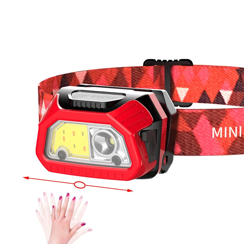 Glodmore2 Best Sale USB Charging 60 Adjustable Mini Sensor Ipx4 Waterproof 6 Modes LED Headlamp with Adjustable Strap