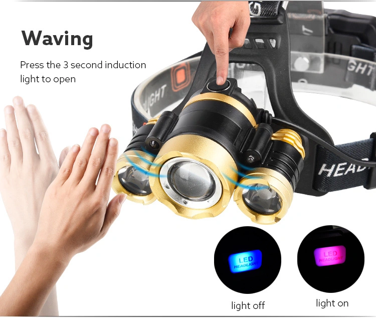 3ledt6 Strong Outdoor Headtorch High Light Long Shot Fishing Strong Rechargeable Headlamp