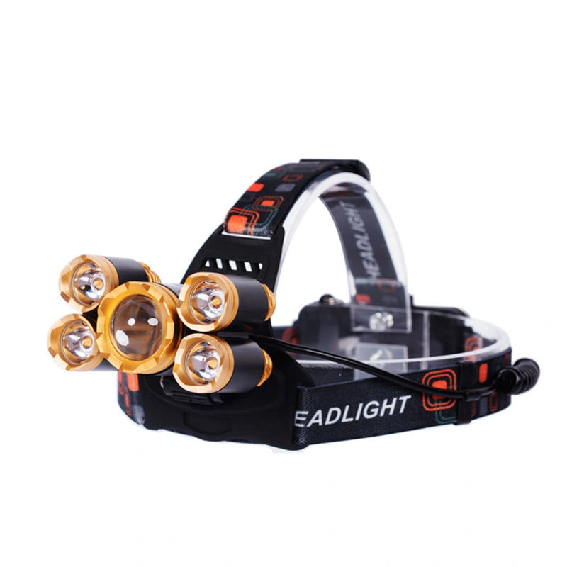 Glodmore2 High Power 5 LED Zoomable Rechargeable Battery LED Headlamp with 4 Modes Light