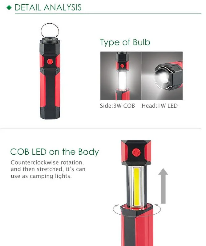 3W COB Flashlight with Magnet Portable LED Work Light