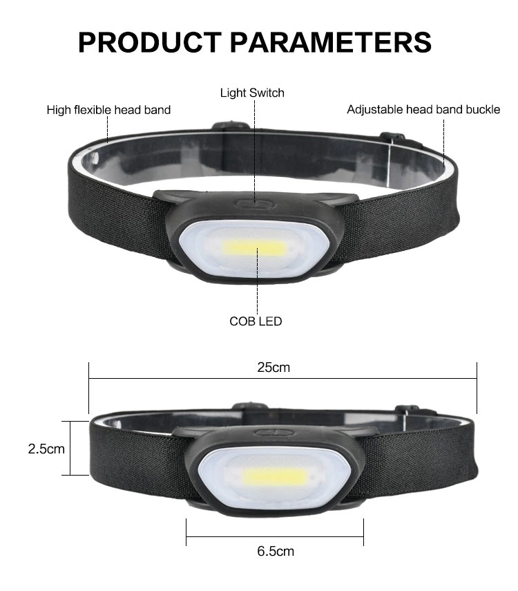 Brightenlux Factory Wholesale Hot Selling Waterproof 3*AAA Battery 3W COB Bright Running LED Mountaineering Headlamp with 3 LED Modes