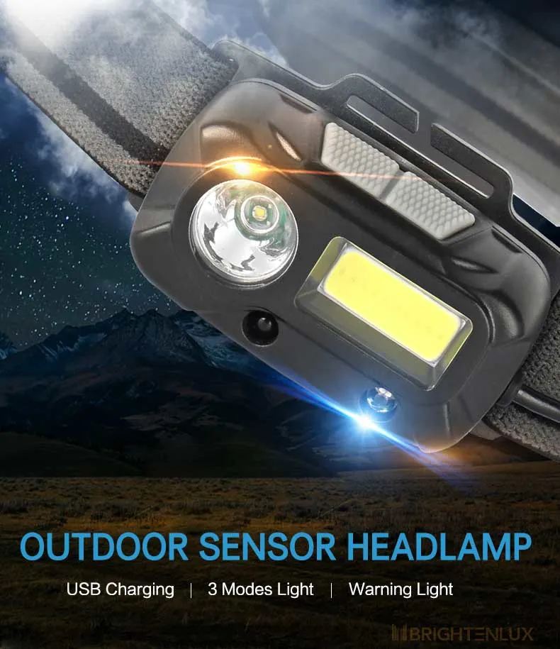 Rechargeable Upgrade Sensor Rotation Waterproof 4 Modes Touch Switch COB LED Headlamp